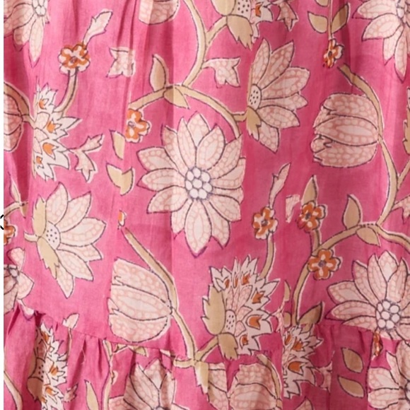 NWT Oliphant Pink Tiered Tie Front Maxi Dress - Picture 4 of 8